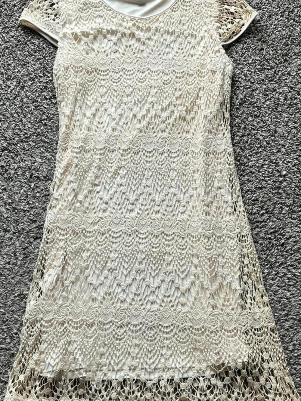CATO White Cream Crochet Dress Size L Cottagecore Fairy Summer Dainty Indie